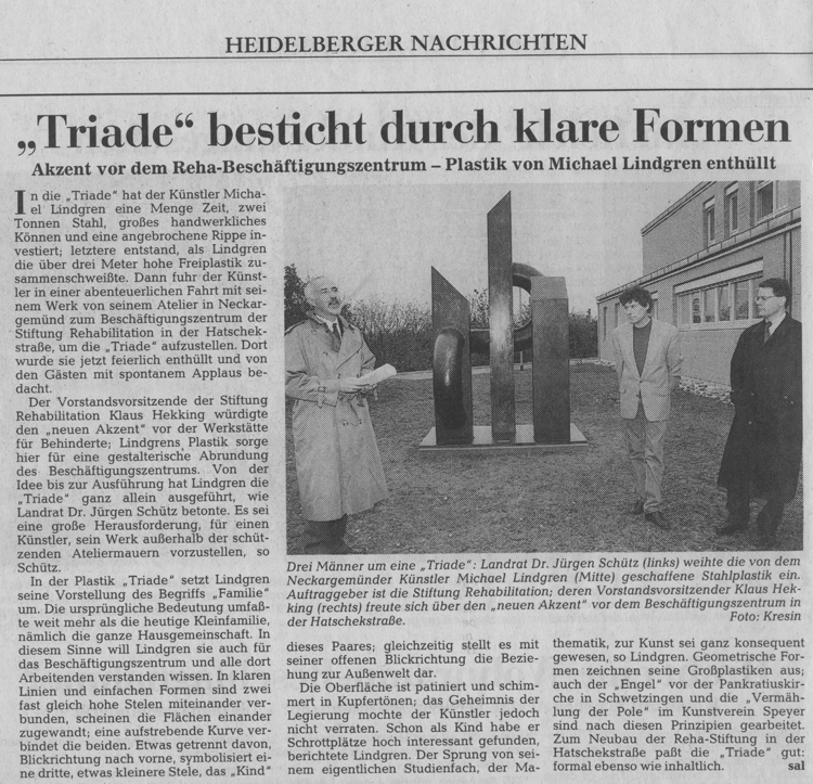 RNZ 10 Nov 1992 Triade besticht durch klare Formen